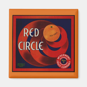 Klassieke Fruitkist Label Kunst Rode Cirkel Sinaas Magneet