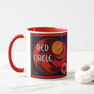 Klassieke Fruitkist Label Kunst Rode Cirkel Sinaas Mok