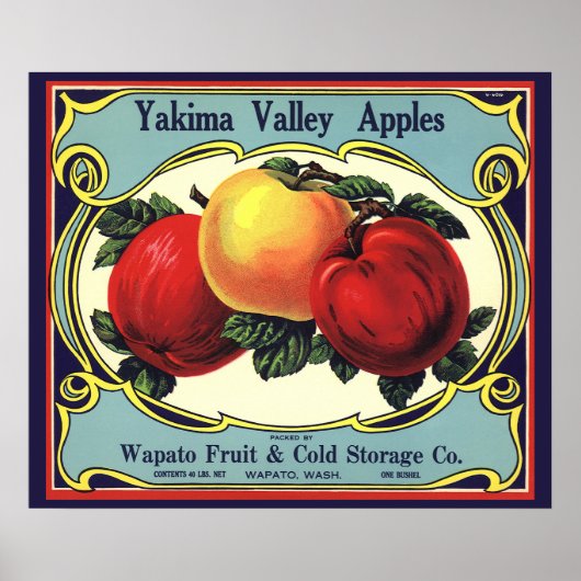 Klassieke Fruitkist Label Kunst Yakima Valley Appe Poster (Voorkant)