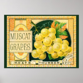 Klassieke Fruitkratlabel Kunst, Muskaatdruiven Poster
