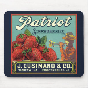 Klassieke Fruitkratlabel Kunst Patriot Aardbeien Muismat