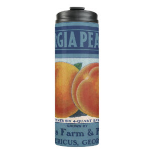 Klassieke fruitkratlabelkunst, Georgia Perziken Thermosbeker