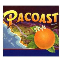 Klassieke fruitkratlabelkunst, Pacoast Sinaasappel