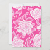 Klassieke Fuchsia Bloemen Chinoiserie Tuin Bruilof Kaart (Achterkant)