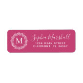 Klassieke Fuchsia Monogram Return Address Label (Voorkant)