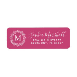 Klassieke Fuchsia Monogram Return Address Label