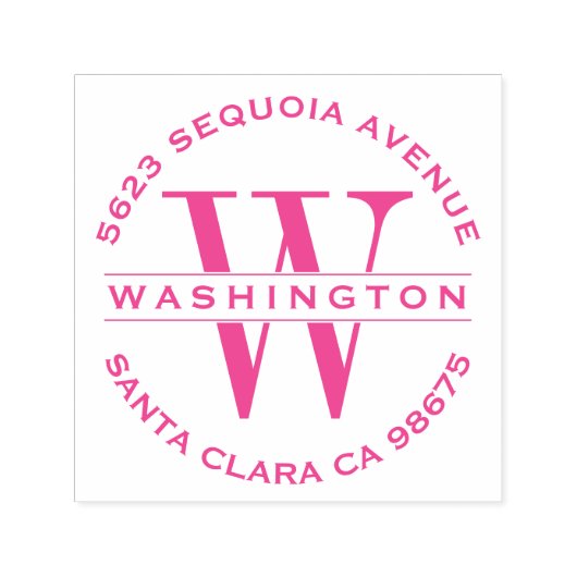 Klassieke Fuchsia Monogram Weddenschap Zelfinktende Stempel (Design)