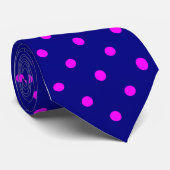 Klassieke Fuchsia Polka Dots on Navy Stropdas (Opgerold)
