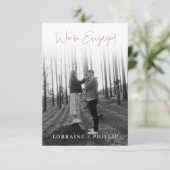 Klassieke Full Photo We're Engaged White Gradient Kaart (Staand voorkant)