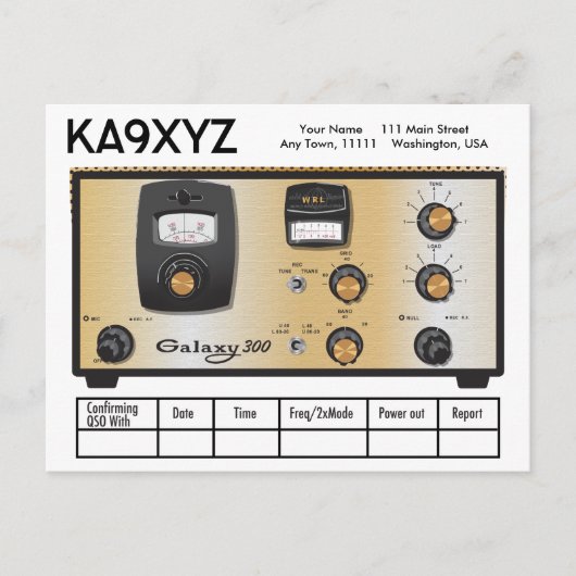 Klassieke Galaxy 300 Radio Transceiver QSL Briefkaart (Voorkant)