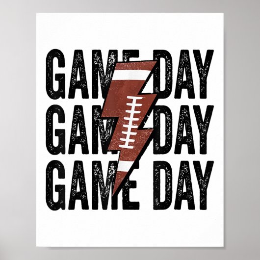 Klassieke Game Day Voetbal Bliksemschicht Grappig Poster (Voorkant)