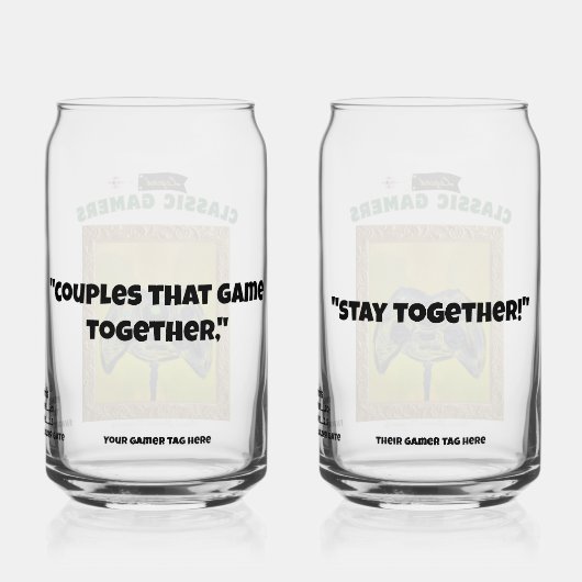 Klassieke Gamer Sick Box Couples Set Blikvorm Glas (Achterkant)