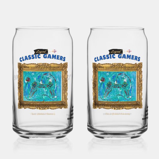 Klassieke Gamers Cool Play Koppels Set Blikvorm Glas (Voorkant)