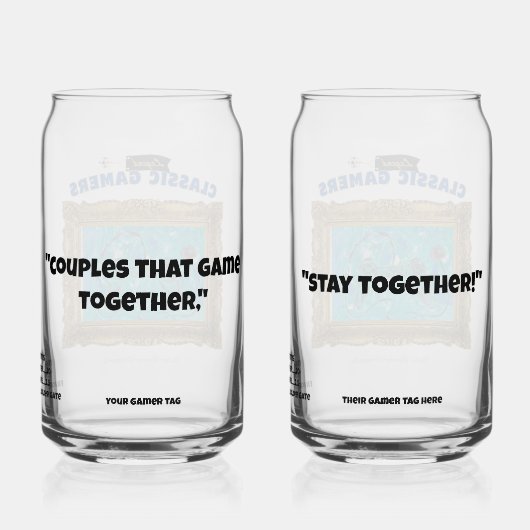 Klassieke Gamers Cool Play Koppels Set Blikvorm Glas (Achterkant)