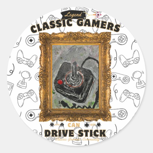 Klassieke Gamers Verjaardagsfeest Groovy Vision Ronde Sticker (Voorkant)