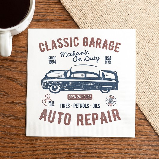 Klassieke Garage Auto Reparatie Servet