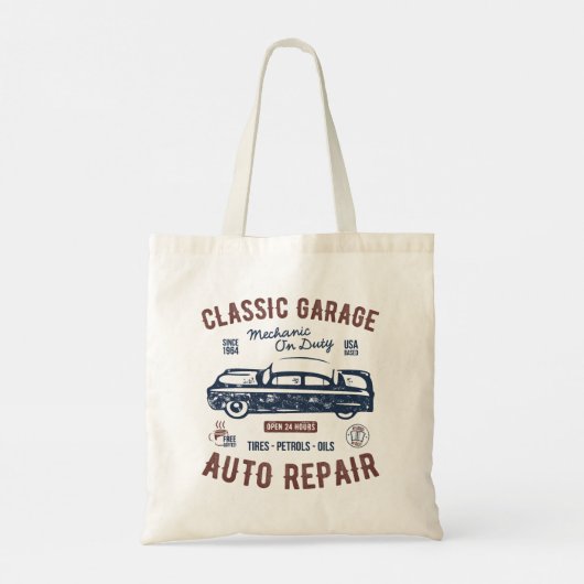 Klassieke Garage Auto Reparatie Tote Bag (Achterkant)