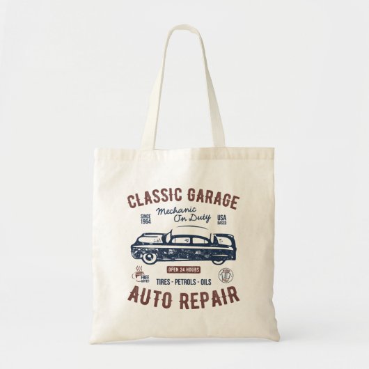 Klassieke Garage Auto Reparatie Tote Bag (Voorkant)