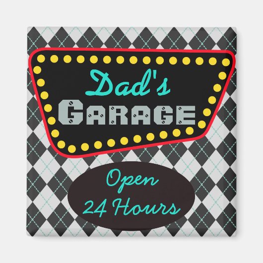 Klassieke garage magneet cadeau voor vader (Voorkant)