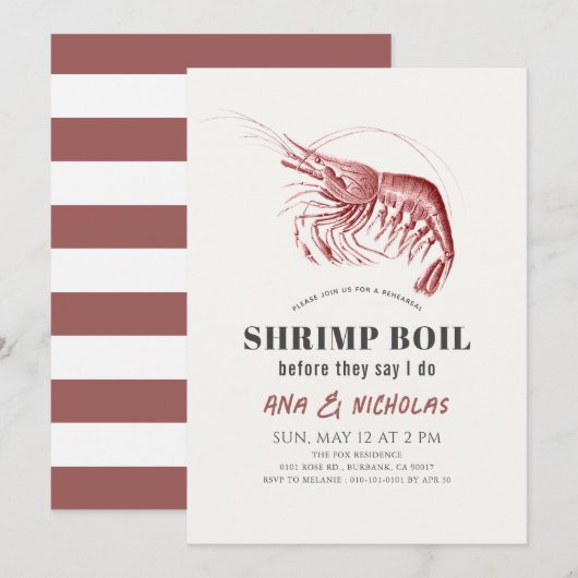 Klassieke garnalen koken repetitie diner kaart (Voorkant / Achterkant)