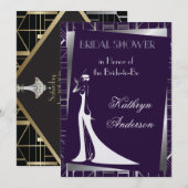 Klassieke Gatsby Deco Bridal Shower-uitnodiging Kaart (Voorkant / Achterkant)