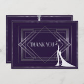 Klassieke Gatsby Deco bruiloft Dank u 2 Manuela Bedankkaart (Voorkant / Achterkant)