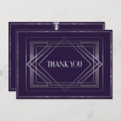 Klassieke Gatsby Deco bruiloft Dank u 3 Manuela Bedankkaart (Voorkant / Achterkant)