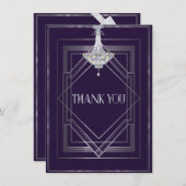 Klassieke Gatsby Deco bruiloft Dank u Manuela Bedankkaart (Voorkant / Achterkant)