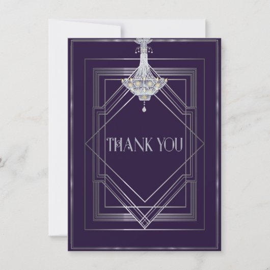 Klassieke Gatsby Deco bruiloft Dank u Manuela Bedankkaart (Voorkant)