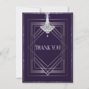 Klassieke Gatsby Deco bruiloft Dank u Manuela Bedankkaart