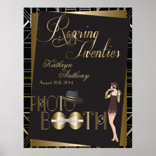 Klassieke Gatsby Deco Bruiloft Fotohokje Poster