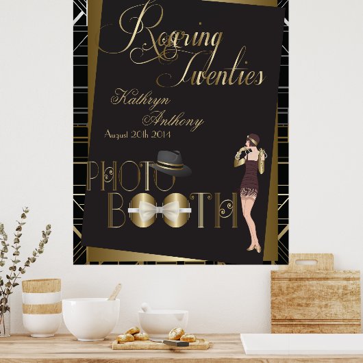 Klassieke Gatsby Deco Bruiloft Photo Booth Poster (Keuken)