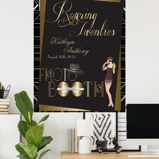 Klassieke Gatsby Deco Bruiloft Photo Booth Poster (Thuiskantoor)