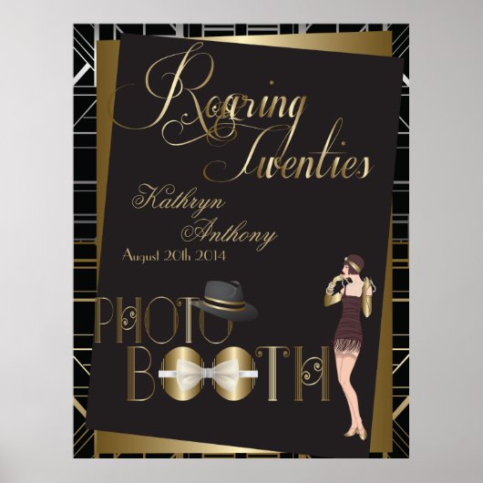 Klassieke Gatsby Deco Bruiloftsfotocabine Poster (Voorkant)