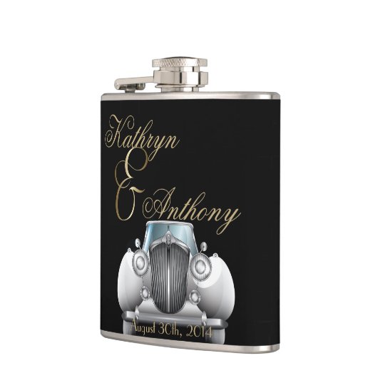 Klassieke Gatsby Deco huwelijksgroom's Gift Heupfles (Links)