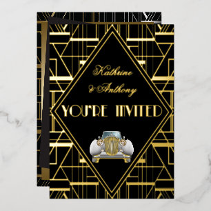 Klassieke Gatsby Deco Trouw Uitnodiging