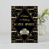 Klassieke Gatsby Deco Trouw Uitnodiging (Staand Voorkant)
