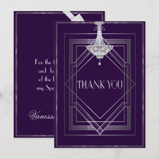 Klassieke Gatsby Deco Wedding Dankuwel Manuela2500 Bedankkaart (Voorkant / Achterkant)