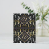 Klassieke Gatsby Deco Wedding Place Card Briefkaart (Staand voorkant)