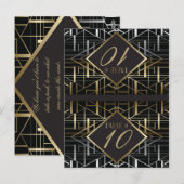 Klassieke Gatsby Deco Wedding Place Card Briefkaart (Voorkant / Achterkant)