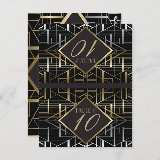 Klassieke Gatsby Deco Wedding Place Card Briefkaart (Voorkant / Achterkant)