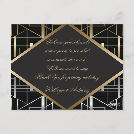 Klassieke Gatsby Deco Wedding Place Card Briefkaart (Achterkant)