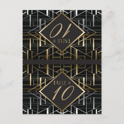 Klassieke Gatsby Deco Wedding Place Card Briefkaart (Voorkant)