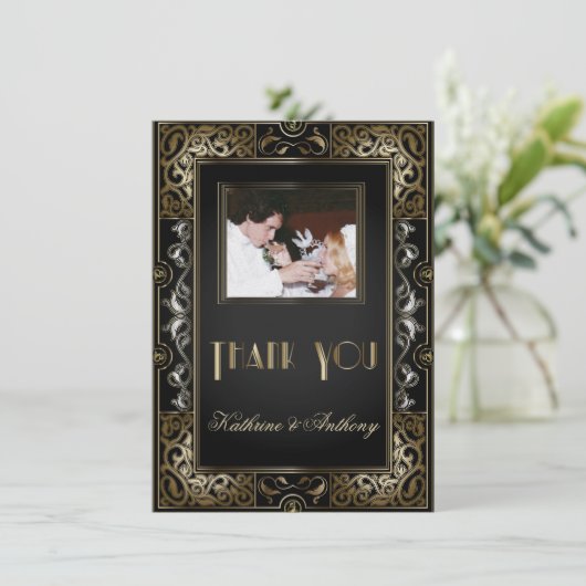  Klassieke Gatsby Style Weddenschap Hartelijk dank Kaart (Staand voorkant)