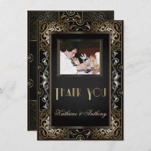 Klassieke Gatsby Style Weddenschap Hartelijk dank Kaart (Voorkant / Achterkant)