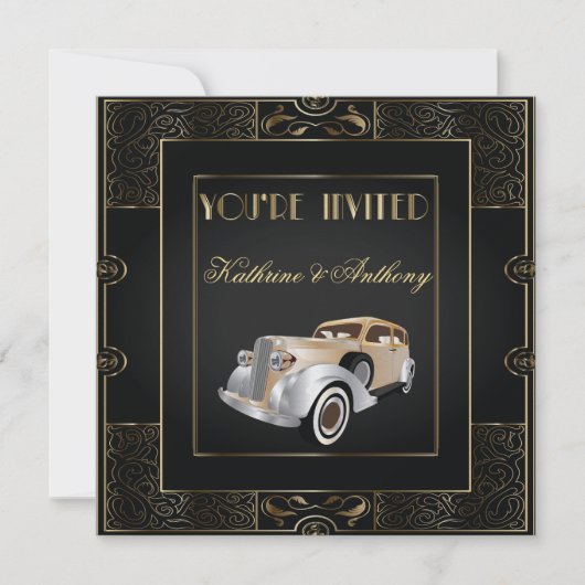 Klassieke Gatsby Style Wedding Kaart (Voorkant)