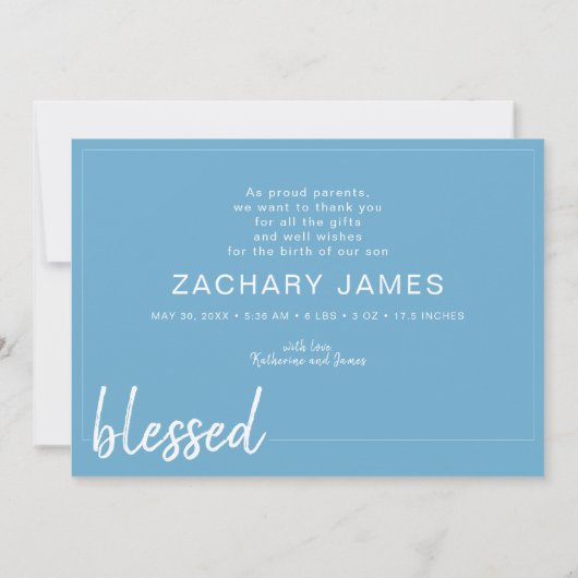 Klassieke geboorteaankondiging bedankt creditcard aankondiging (Achterkant)