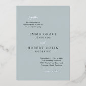 Klassieke gedempte blauwe elegante bruiloft folie uitnodiging (Voorkant)