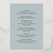 Klassieke gedempte blauwe elegante bruiloft folie uitnodiging (Achterkant)