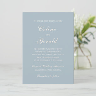 Klassieke gedempte blauwe elegante bruiloft kaart